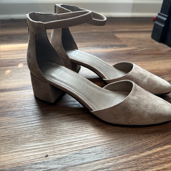 Eileen Fisher Women's Gray Suede Ankle-Strap Block Heel Pumps Sz. 9.5 - Picture 5 of 11
